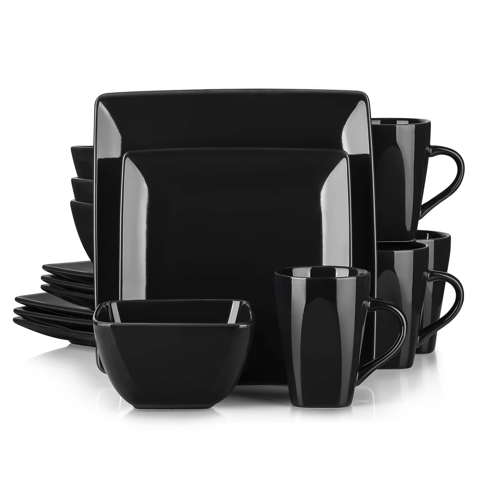 Vancasso Soho Modern Black Ceramic Dinnerware Set