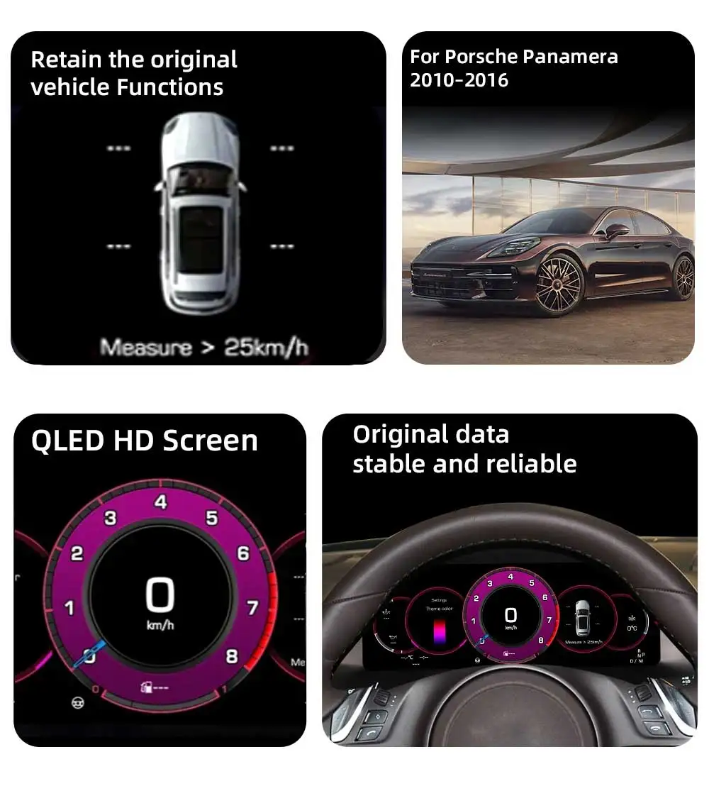 Digital Instrument Cluster For Porsche Panamera 2010-2016 Speedometer 12.3”HD sc