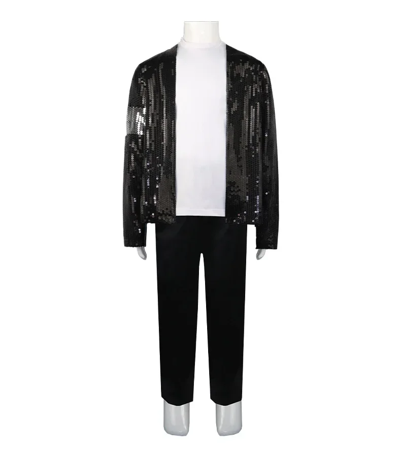 Michael Jackson Dance Black Sequined Suit Performance Show Costume for Kids Adults Jacket Pants At Gloves Glasses Socks Costumes