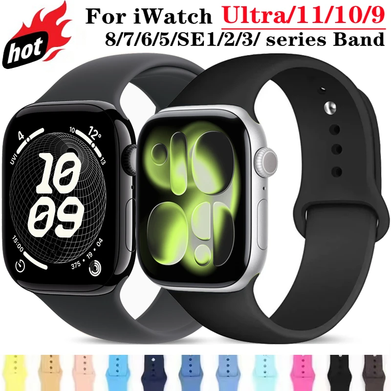 애플워치 스트랩 44mm 45mm 49mm 46mm 38mm 40mm 41mm 42mm 실리콘 스포츠 밴드 아이워치 시리즈 11 10 9 8 7 6 5 SE3 울트라 2 3