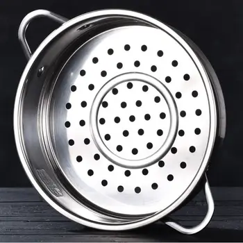 New 304 Stainless Steel Steamer Basket Kitchen Cooking Tool Generic Steam Rack Multifunction with Double Ear Pot Steaming Grid