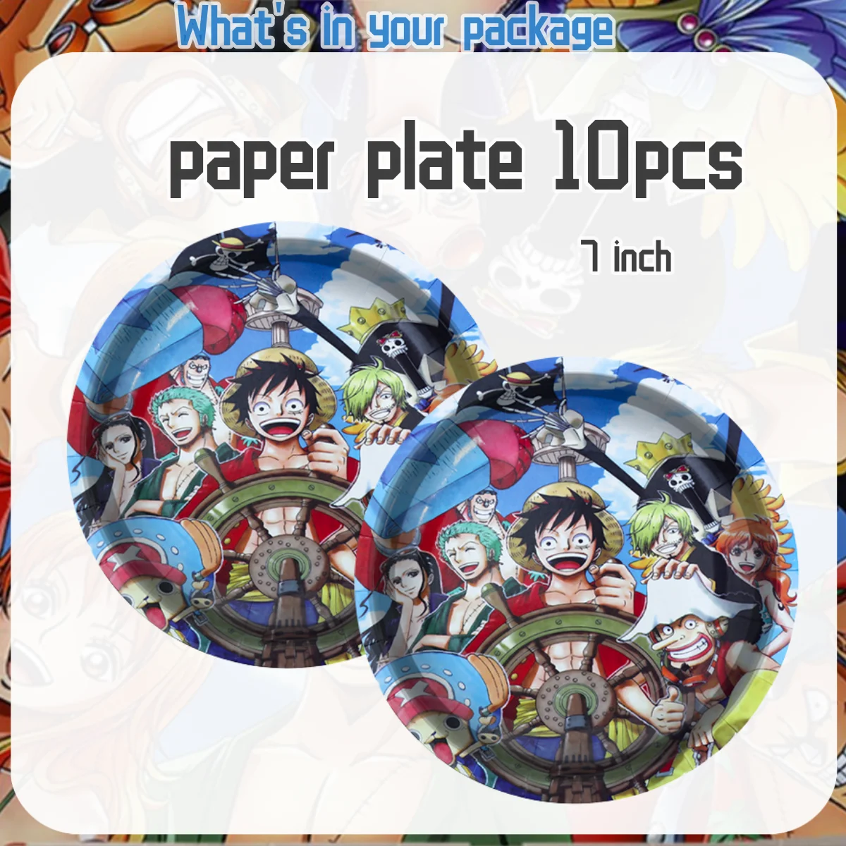 thumbnail image 5 of Decoración de fiesta de cumpleaños de One Piece, vajilla desechable de Luffy Zoro, mantel, vaso, plato, globo, suministros para fiesta de baby shower para niños, 5 of 6