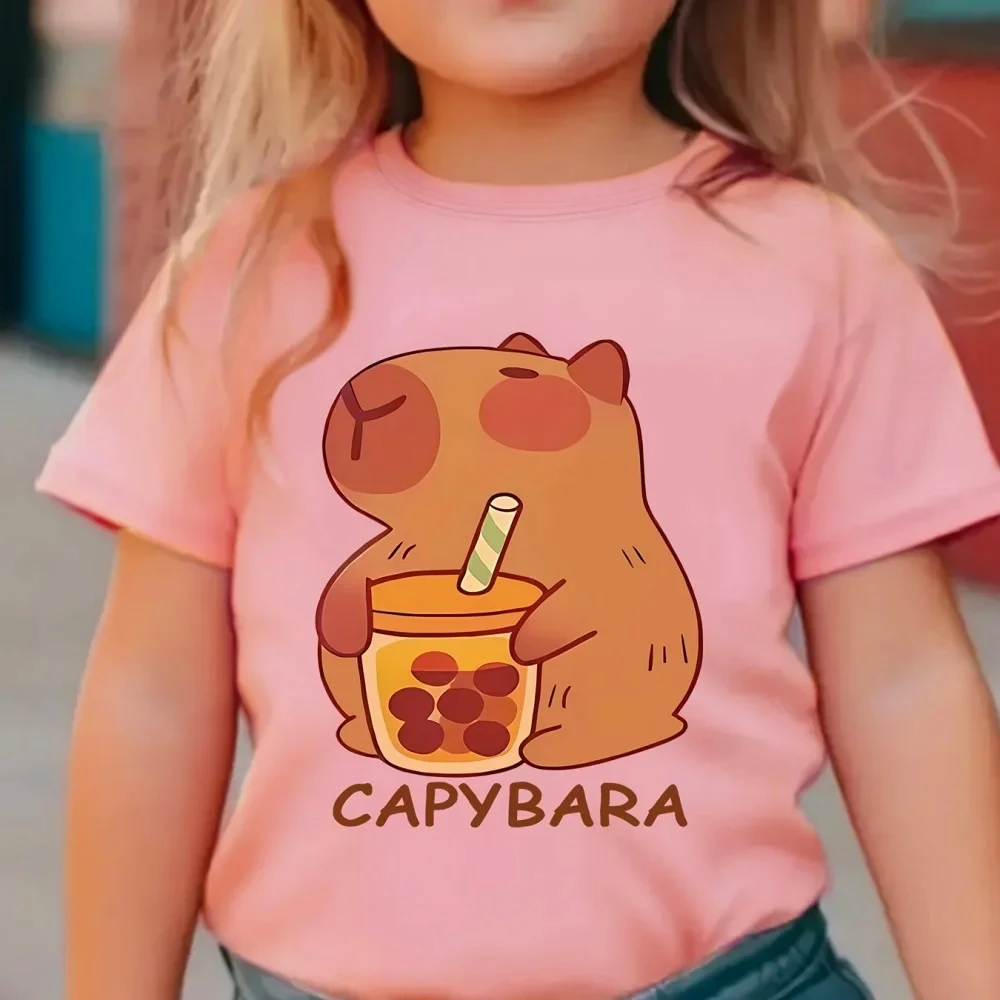Kids Clothes Summer Capybara Graphic T Shirts O-Neck Clothing for Girls Short Sleeve Children T-Shirt Fashion Tops Child T Shirt 2