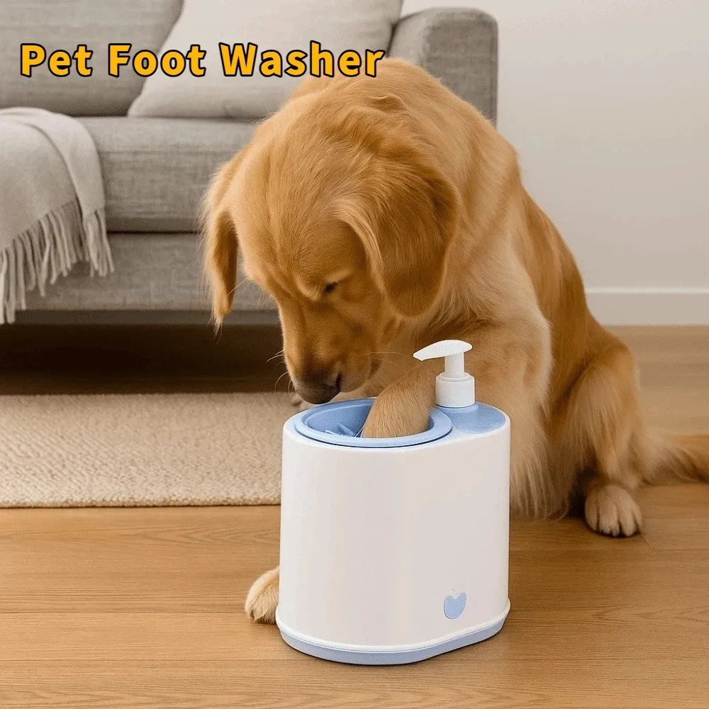 2 in 1 Automatic Pet Foot Washer Detachable Silicone Pet Paw Washing Cup with Soap Dispenser Quickly Wash Pet Paw Washer