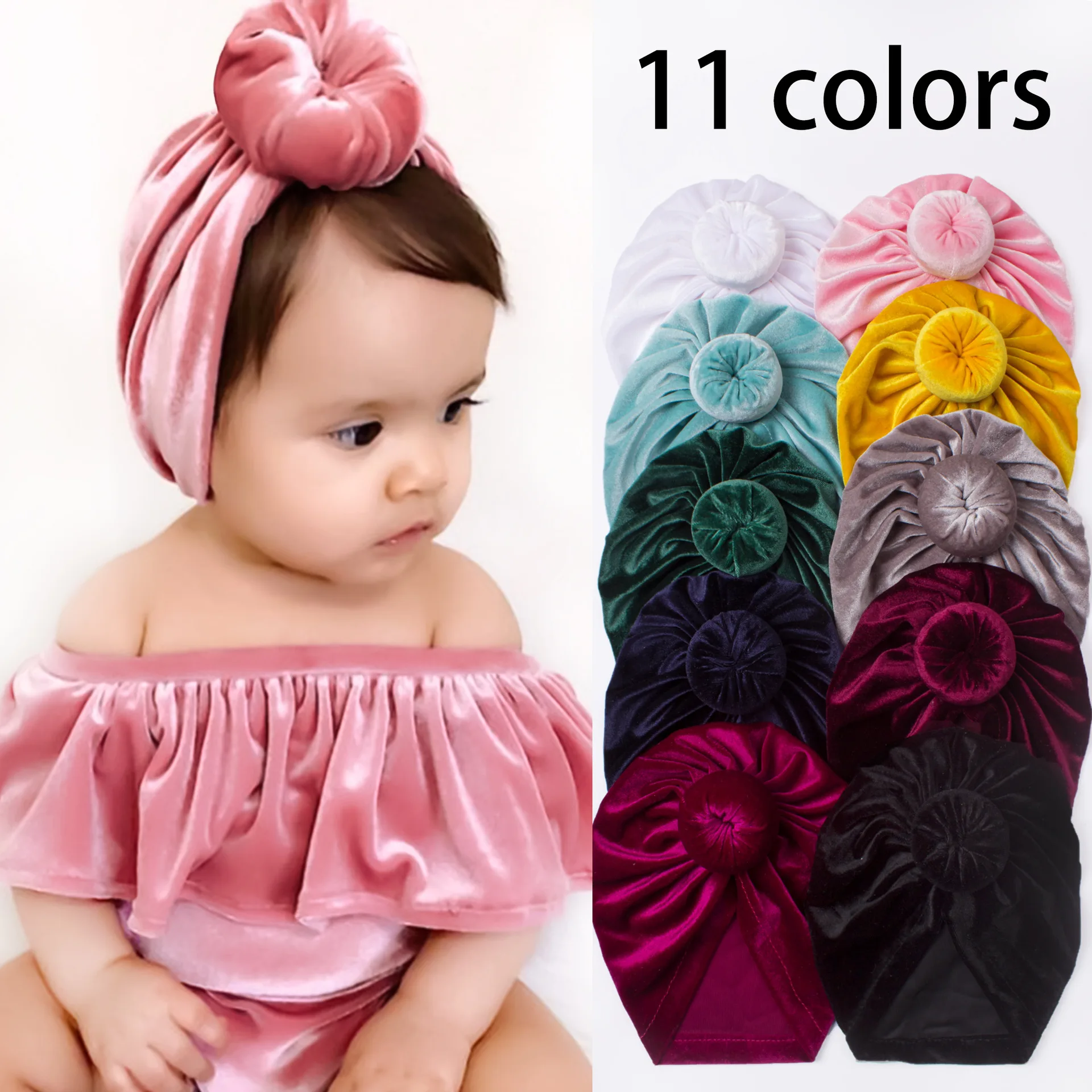 

5pcs European and American New Baby Sleeve Cap Children's Ball Hat Donut Multi-Color Warm Autumn Winter Baby Beanie