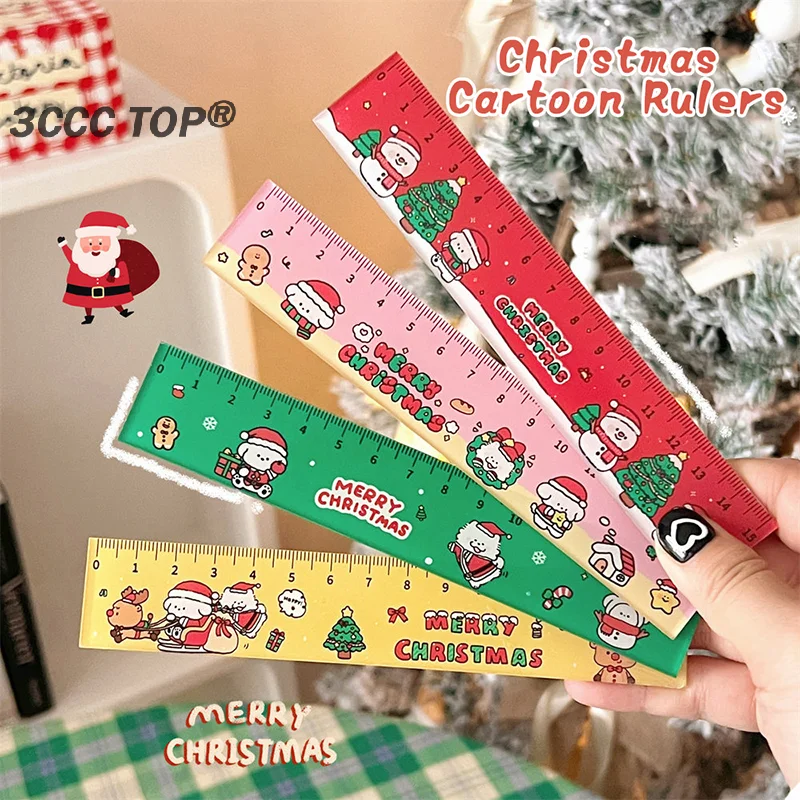 

1PCS Cartoon Christmas Straightedge Ruler Measuring Tool Cute Christmas Gifts For Kids Student Kawaii School Stationery Supplies
