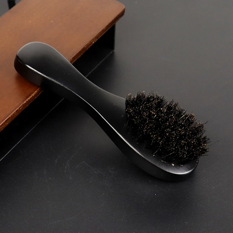 

High Quality Men Boar Bristle Beard Brushes Black Wood Handle Moustache Cleaning Brush Anti Static Mini Barber Hairbrush