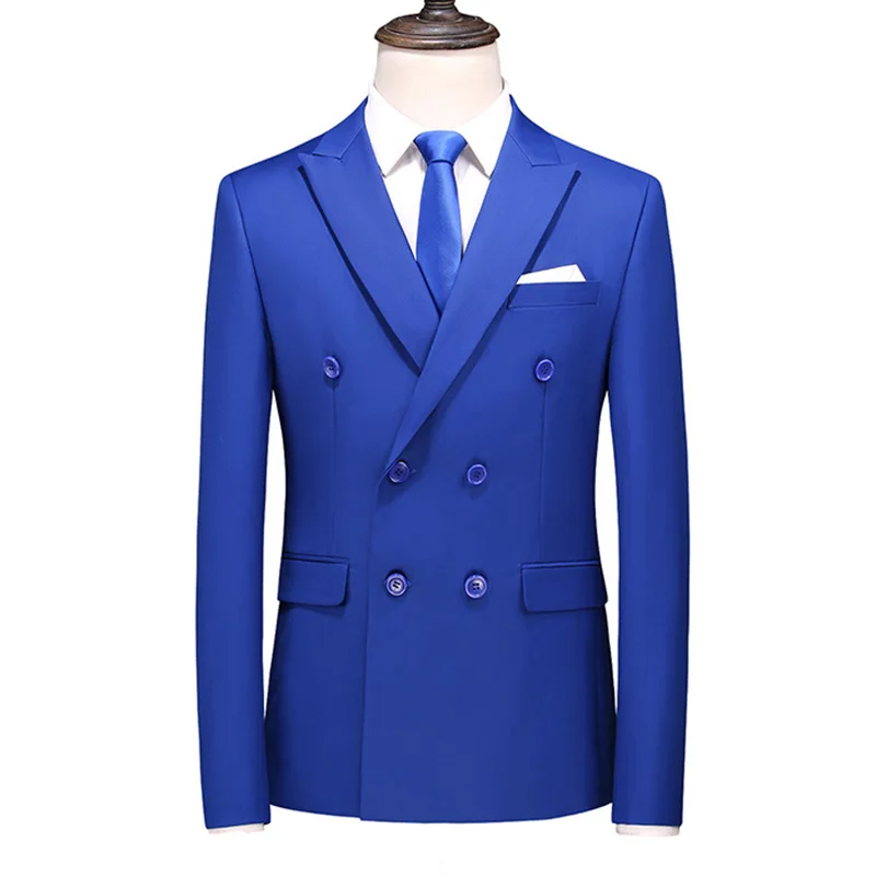 Classic Black Blazers Jacket Large Size 6XL Men Double-Breasted Formal Suit Coats Men's Slim Fit Wedding Dress Tops men suits jackets