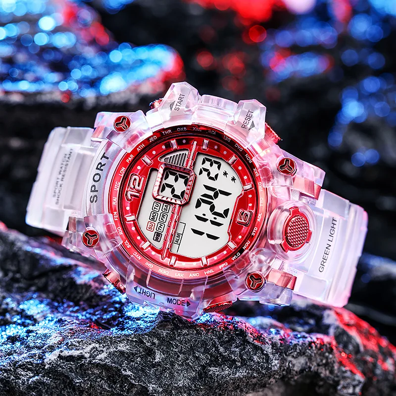 YIKAZE Luminous Men Sport watch Waterproof Alarm Clock Outdoor Sport Wristwatch Large Dial  LED Digital Watch for Man Kids 4