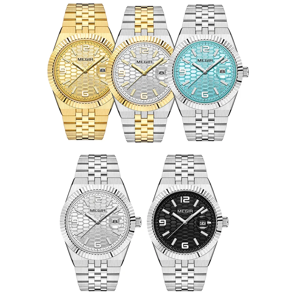 MEGIR New Quartz Watch for Men  Luxury Brand Stainlss Steel Date Man Wristwatch Fashion Waterproof Clock Original Mens Watches - 4