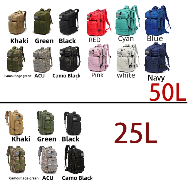 25L/50L 1000D Nylon Waterproof Trekking Fishing Hunting Bag Backpack Outdoor Rucksacks Tactical Sports Camping Hiking 2