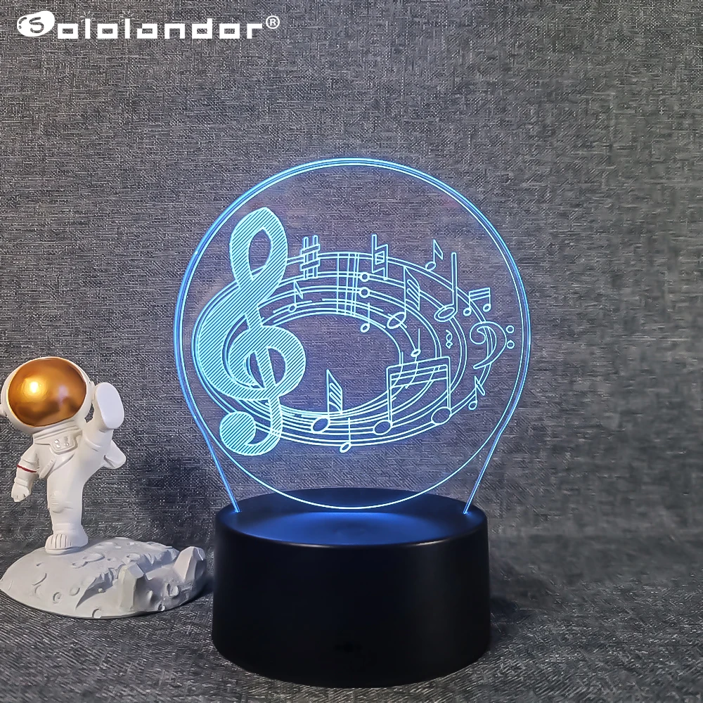 

Creative 3D Illusion Night Light Note Hologram LED Black Base Desk Lamp Home Decoration Musical Instrument Souvenir Holiday Gift