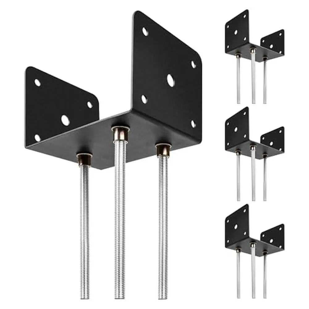 U shape fence post holder concrete anchor 6x6 bracket ground spike deck base stable support pergola and wooden fence posts 4pcs