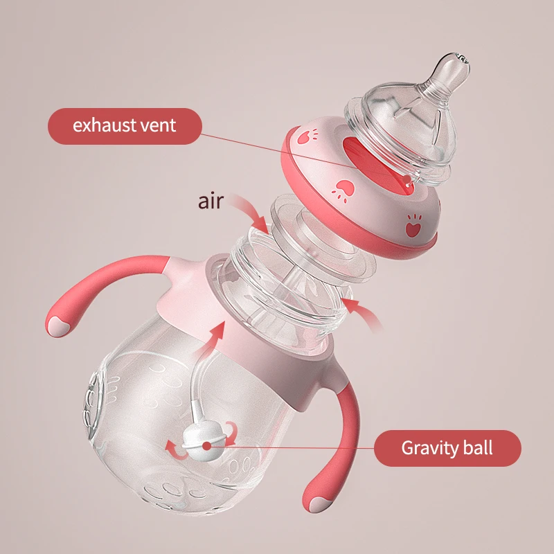 Oberni Bpa Free Baby Feeding Bottle 10OZ Anti Colic Feeding Bottle Baby Binkies Latex Free 2 Pieces Package