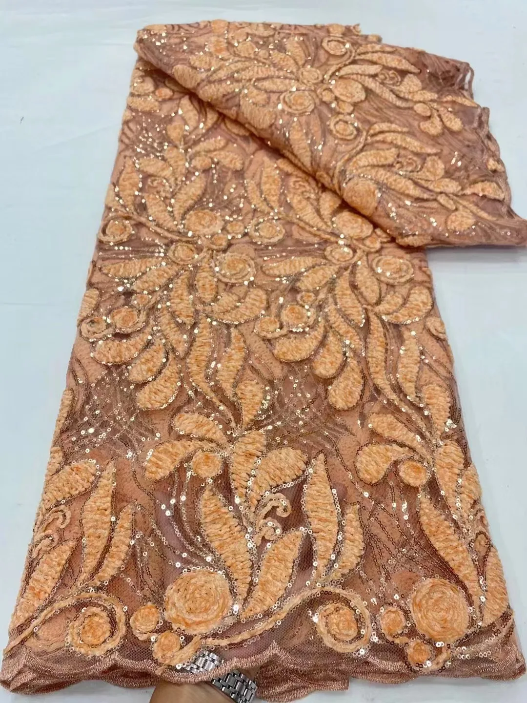 

2023 Модная элегантная французская сетчатая веревка с вышивкой блестками кружевная ткань Африканская нигерийская кружевная ткань для свадебного платья