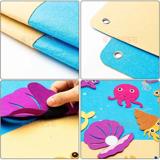 45Pcs/Set Under The Sea Teaching Felt Board Story Marine Animals Shark Mermaid Diver Early Education Birthday Gift for Kids 2