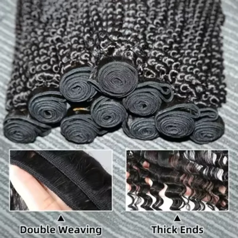 26 28 30 inch Natural Black Color Deep Wave Bundles Human Hair Deep Wave Bundles Brazilian Remy Wet and Wavy