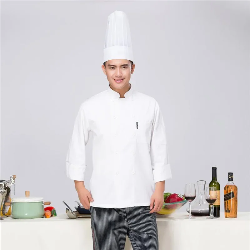 Chef Uniform Long Sleeve Pure White Food Processing Factory West Point Baker Work Clothes
