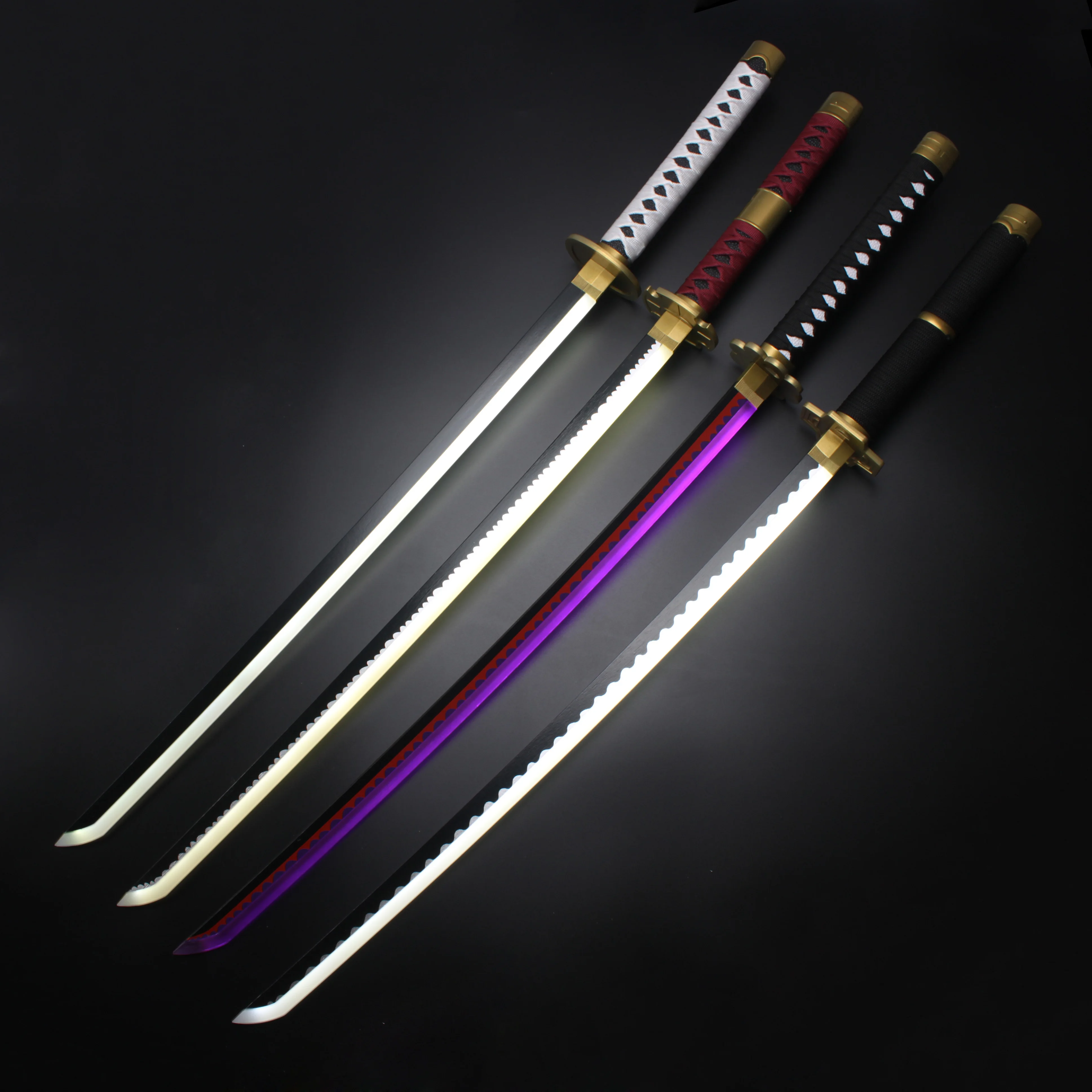 41″ Light Up Roronoa Zoro Swords Katana Japanese Anime Cosplay Samurai Sword Shusui Enma Kitetsu with Sword holder And Belt 6