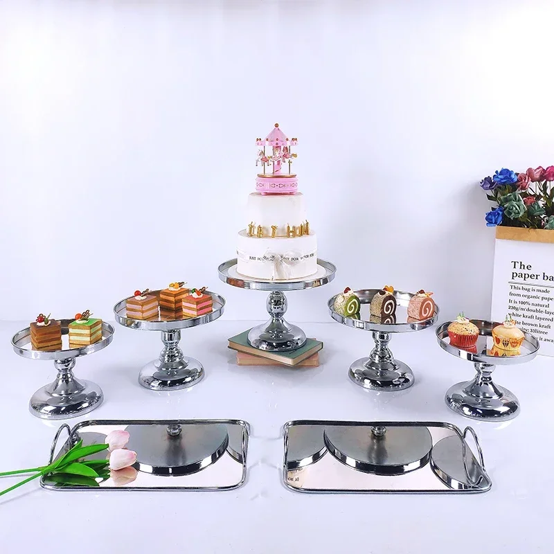 1 pcs 2 &3 tiers cupcake plate Mirror Decorative Cosmetics Storage Box Tray Wedding Home Decoration Rack