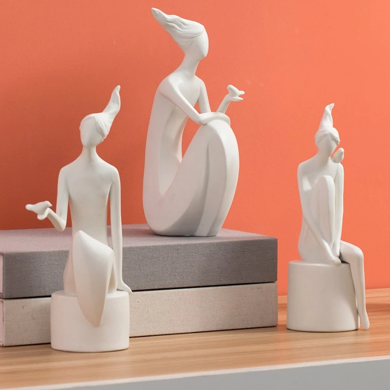 

Abstract Ceramic Figure Sculpture Ornaments, Modern Simple Living Room, TV Cabinet, Desktop Office Window Decoration, Craft Gift