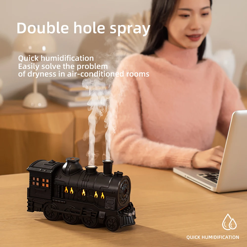 Retro Train Air Humidifier Ultrasonic Aromatherapy Diffusers Mist Maker Fragrance Essential Oil Aroma Difusor Remote control 3