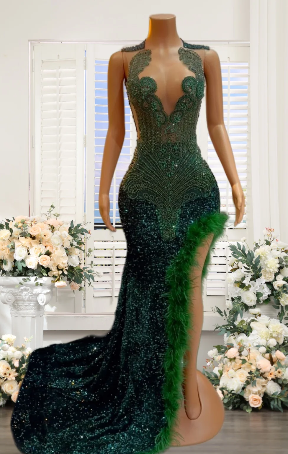 Mermaid Leotard Dress Emerald