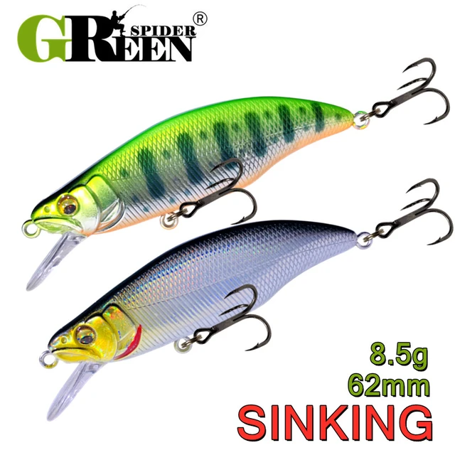 GREENSPIDER Sinking Minnow 62mm 8.5g Fishing Lure For Stream Trout