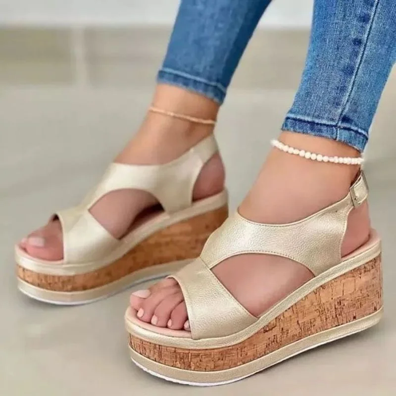Women Wedge Sandals 2022 New Summer Female Fshion Buckle Platform