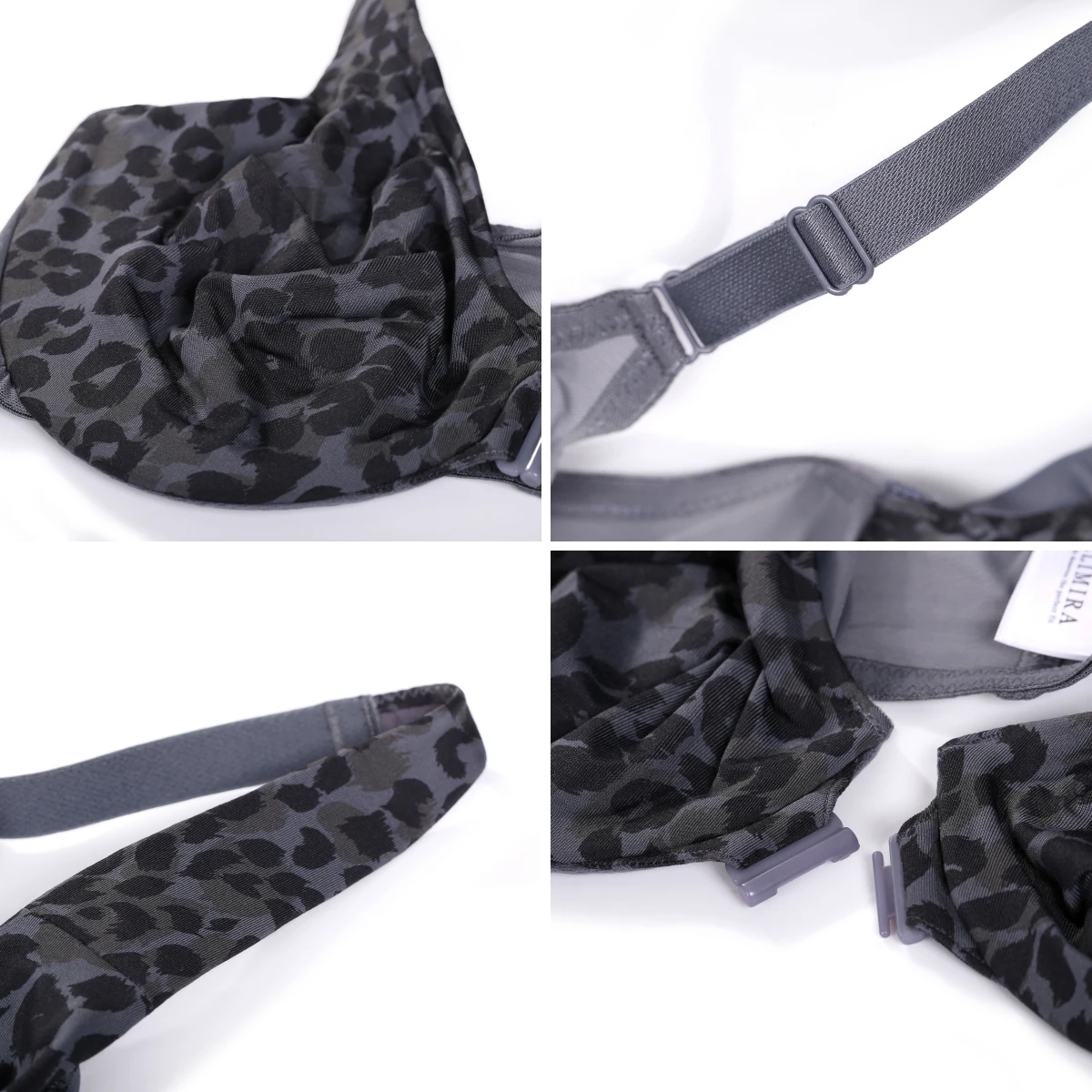 Women's Front Closure Racerback Underwire Full Coverage Non-padded T-shirt Bra Sheer Back Leopard Printed Sexy B-DD F G 34-48