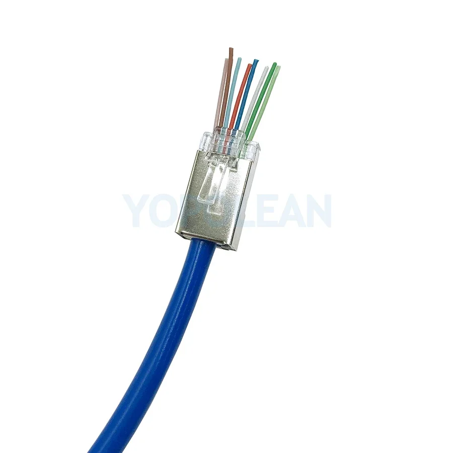 엔드 패스 네트워크 커넥터 어댑터, RJ45 차폐 플러그 Cat5 Cat 5E Cat6 Cat 6, 50PCs/로트