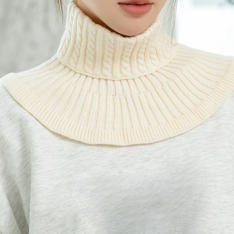 Winter Detachable Cotton Knitted Turtleneck Collar For Women False Collar Fashion Warm Cover Head Neck Guard Unisex
