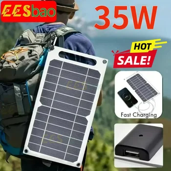 35W 5V USB Sunpower Pannello solare portatile Piastra solare Stabilizzare sicuro Caricatore per telefono Power Bank Campeggio esterno Casa RV Regalo