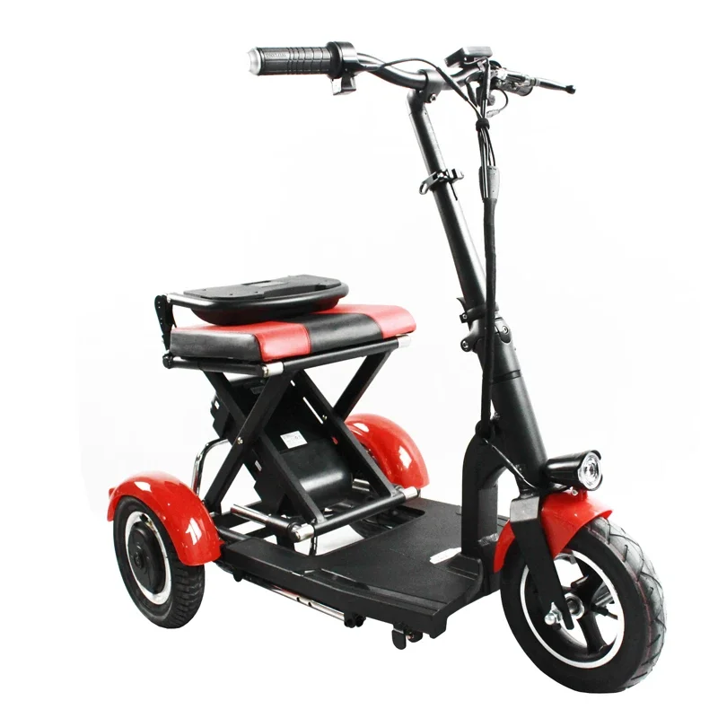 36V 300W 3 Wheel Mobility Scooter for Seniors 10 Inch Portable Foldable Lightweight Elderly Electric Tricycle Removable Battery