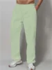 New Trend Simple Solid Color Men's Cotton Casual Drawstring Straight Leg Pants，A Gift For Men 4