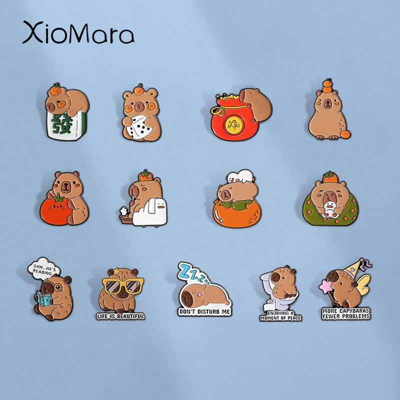 Niedliche Capybara-Emaille-Anstecknadeln, benutzerdefinierte MEHR CAPYBARAS FEWER PROBLEMS, Broschen, Anstecknadeln, Kleidung, Tierschmuck, Geschenk für Kinder