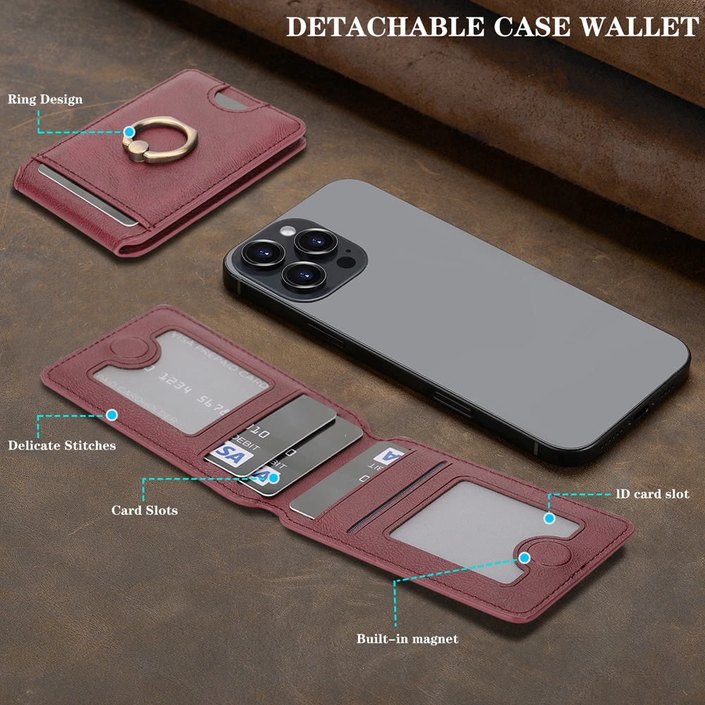 Introducing the Magnetic Leather Card Holder with Kickstand & Slots – a versatile, stylish accessory