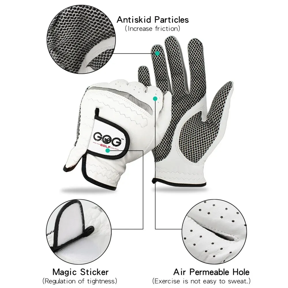 Pack 1 Pc Golf Gloves Men's Left/Right Hand Soft Breathable Pure Sheepskin With Anti-slip Granules Golf Gloves Golf Men 4