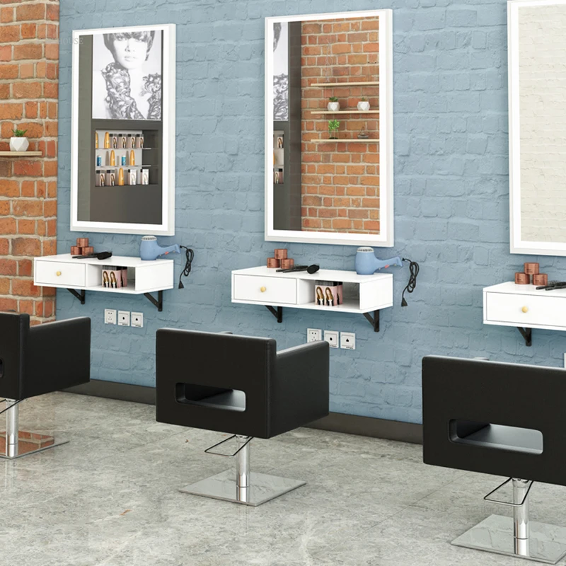 Durable Household Hair Salon Trolley Wall-mounted Hairstylist Barber Shop Cabinet Multi-functional Dormitory Tool Storage Rack G