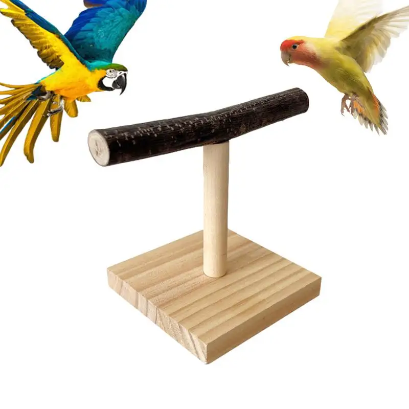 

Bird Training Perch T Stand Wood Desktop Parrot Training Perch Tabletop Bird Stand for Finch Conures Parakeets Cockatiels