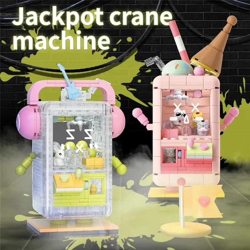 Creative Doll Machine Board Games Toy DIY Claw Catch Building Block Table Game Birthday Gift Model Assembly Toy for Kid Adult 3