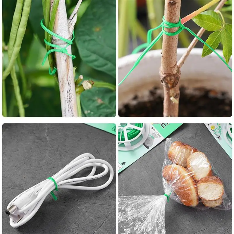 1 Roll 100M Multifunctional Plastic Steel Twist Tie Sturdy Reusable Garden Flower Plant Support Strap plant ties