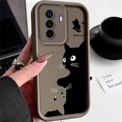 Adorable Painted Cat Matte Silicone Phone Case - Shockproof Back Cover for Huawei nova Y71 (Coffee)
