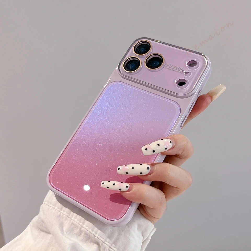 Glitter Tempered Glass Phone Case For Iphone Pro Max Shockproof_voghion.com