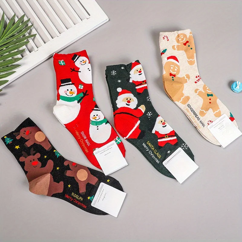 (1/4 pares) Calcetines navideños de muñeco de nieve rojo Hombre de ...