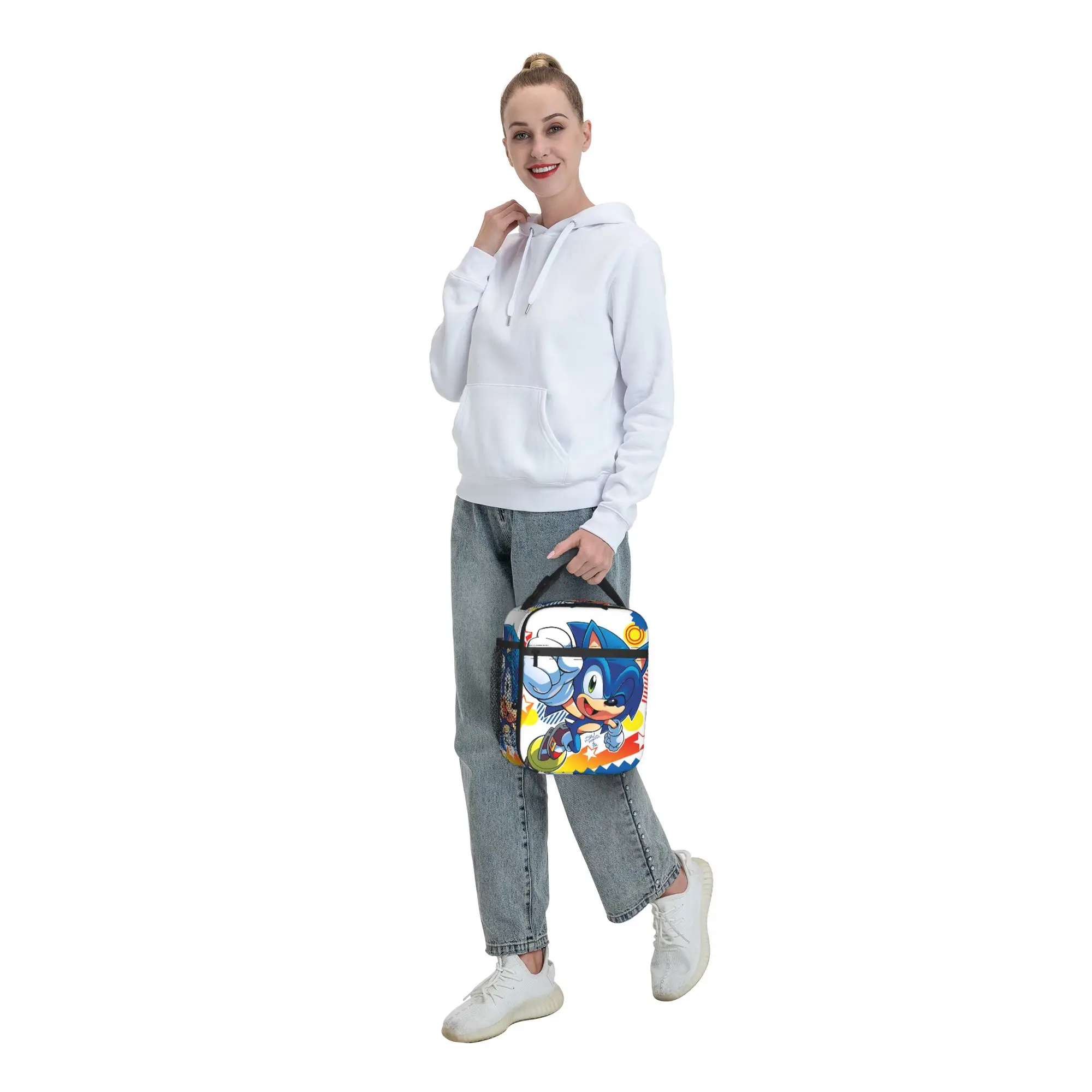 Sonices Cartoon Game Lunch Bag Convenient Lunch Box Adult Travel Print Cooler Bag Cute Oxford Thermal Lunch Bags