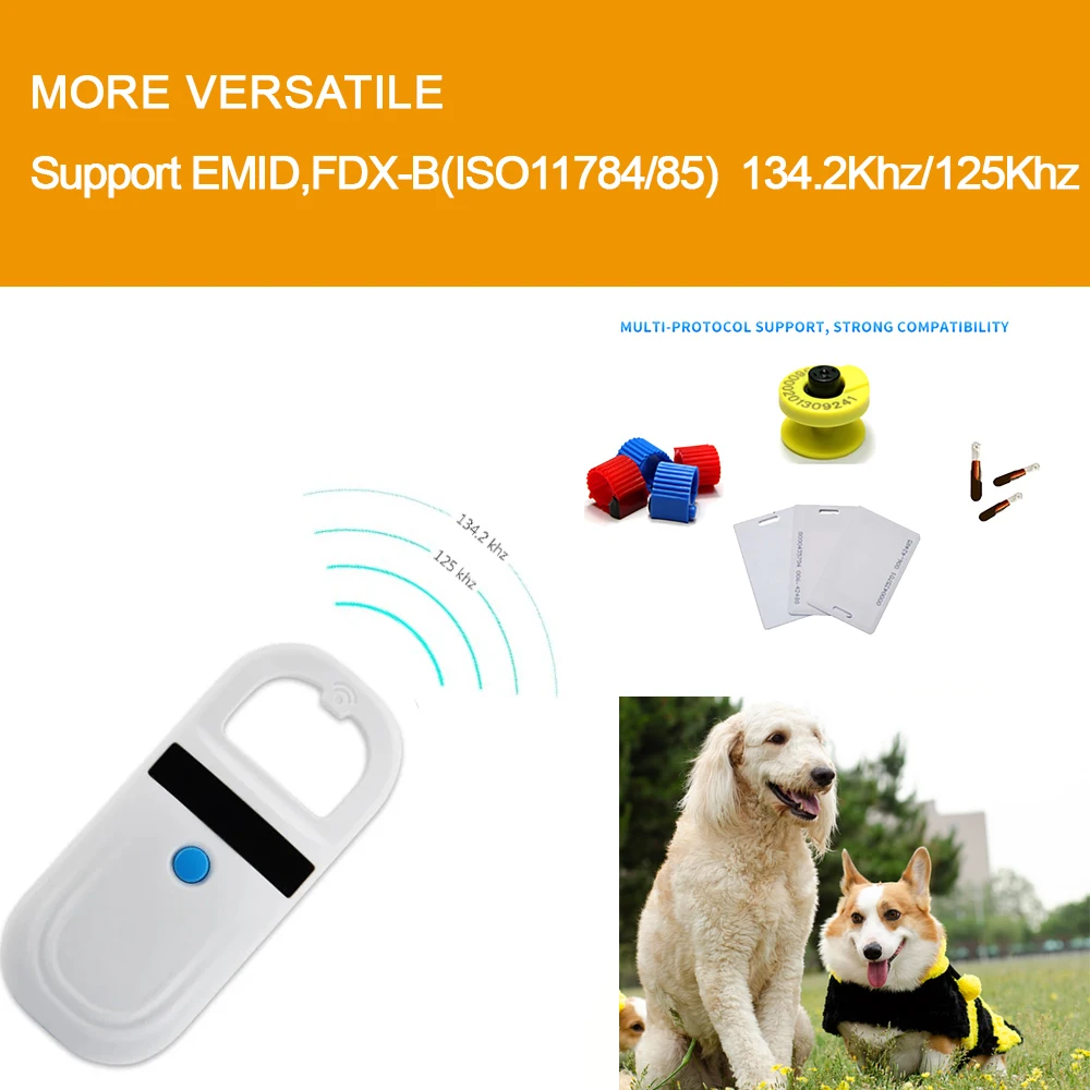 Universal Pet Microchip Reader - Handheld RFID Tag Scanner for Animal Identification