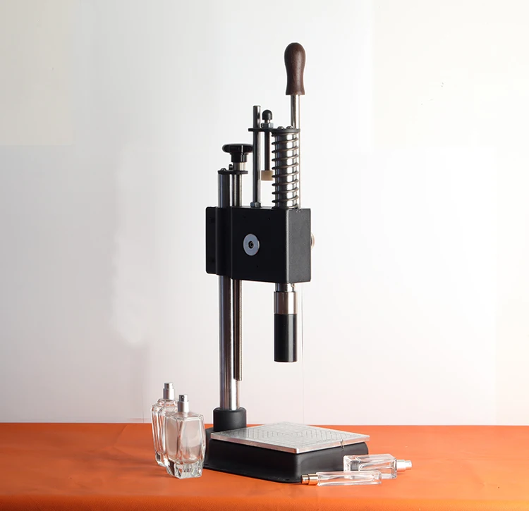 Perfume Bottle Capping Machine Tabletop Manual Pneumatic For Collar Ring Crimpin