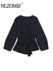 2025 Autumn Thin Knitted Women Cardigan Sweater Wrist Sleeve V Neck Slim Jacket With Sashes Y2K Coat
