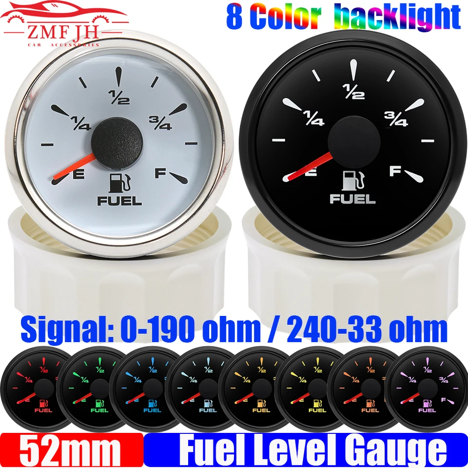 2" 52mm Universal Fuel Level Gauge LED E-1/2-F With Fuel Level Sending - Foto 5